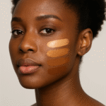 foundation swatches on black model face