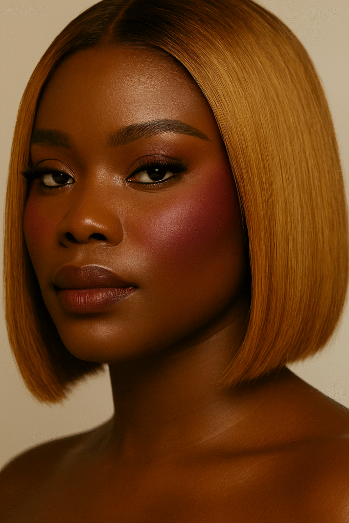plum blush on dark skin