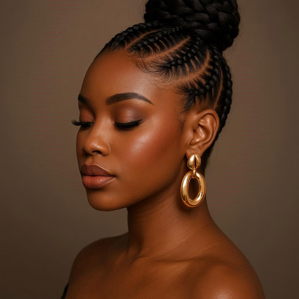 high bun cornrows