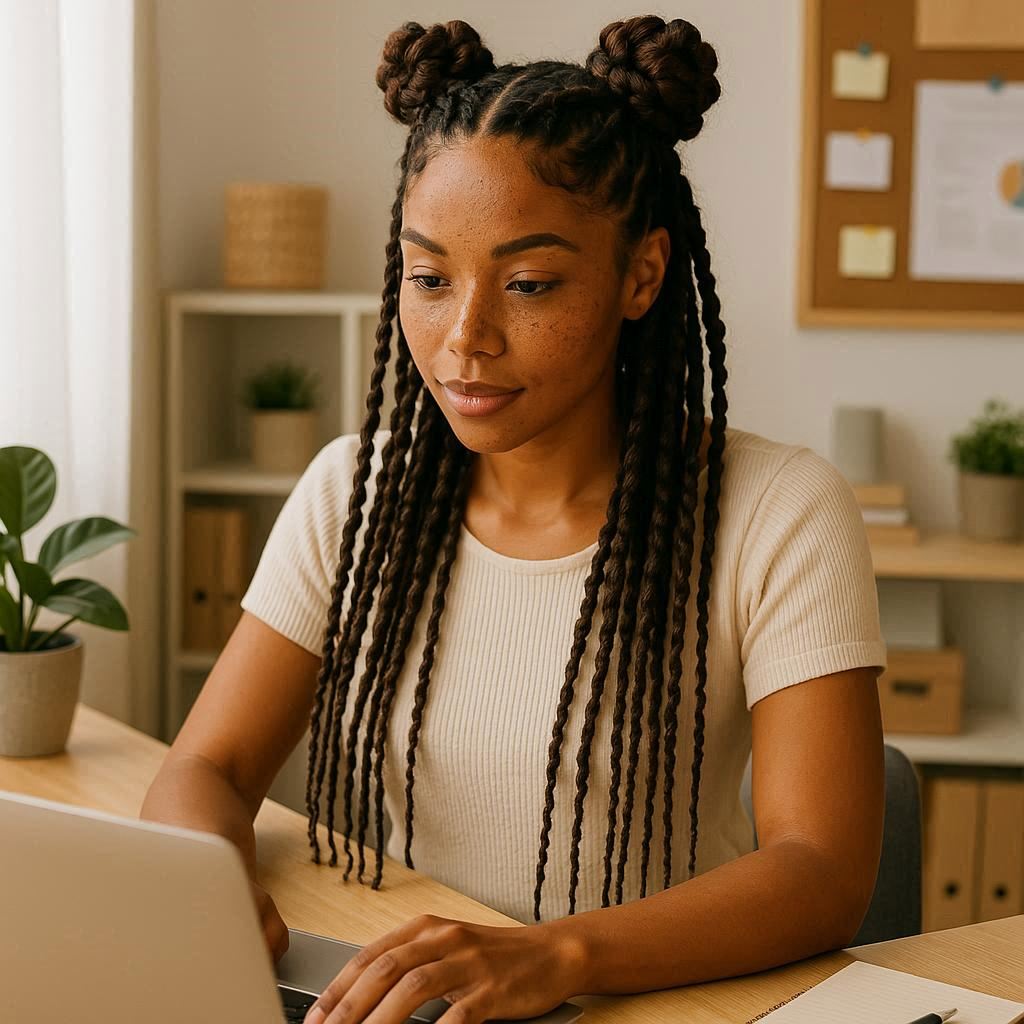 Half-Up Braided Space Buns