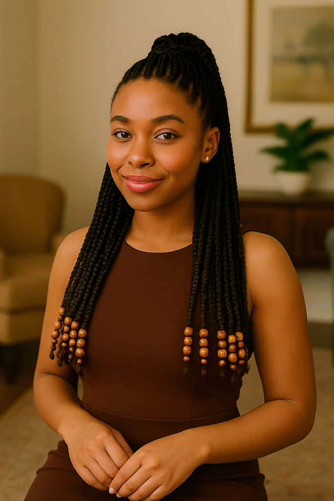Half-Up Braids with Beaded Ends