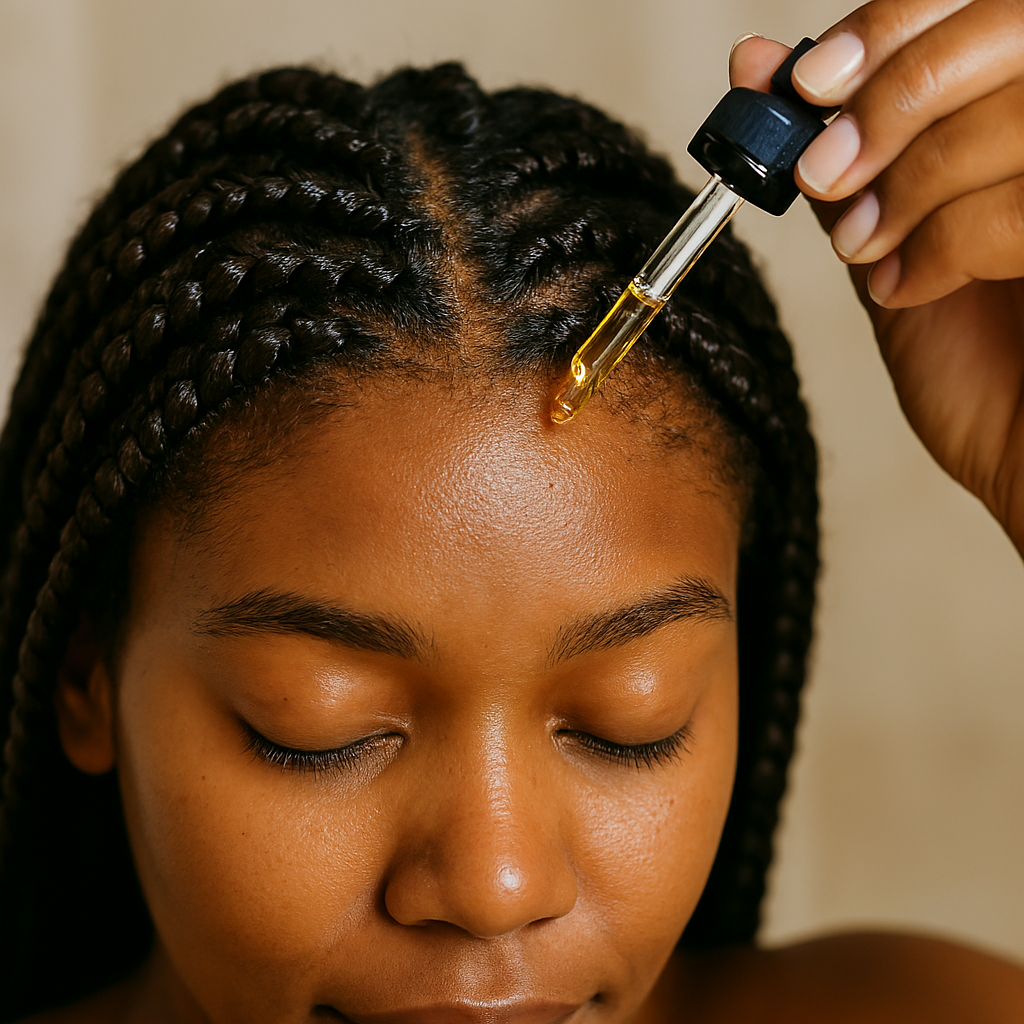 Lady oiling scalp