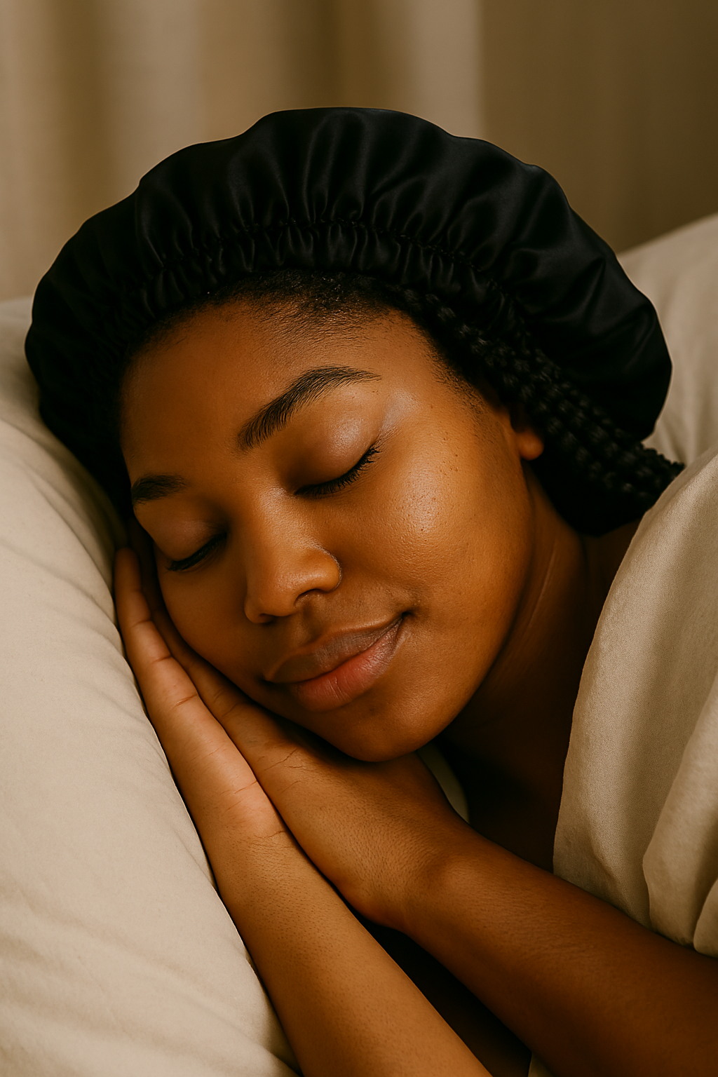 sleeping with satin bonnet
