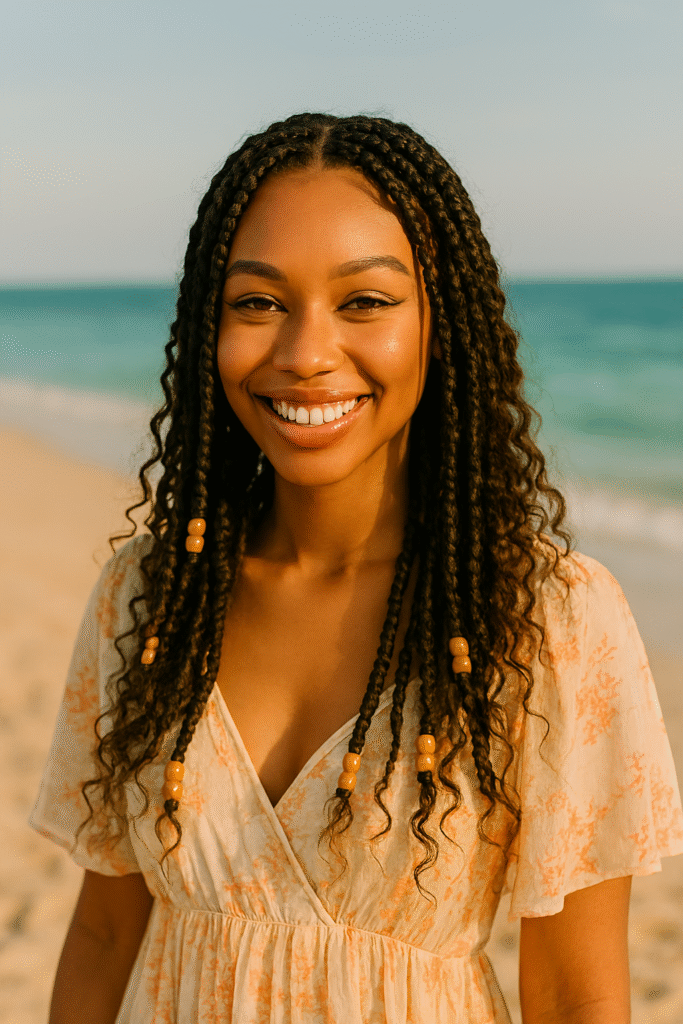 Boho Braids with Curly Ends
