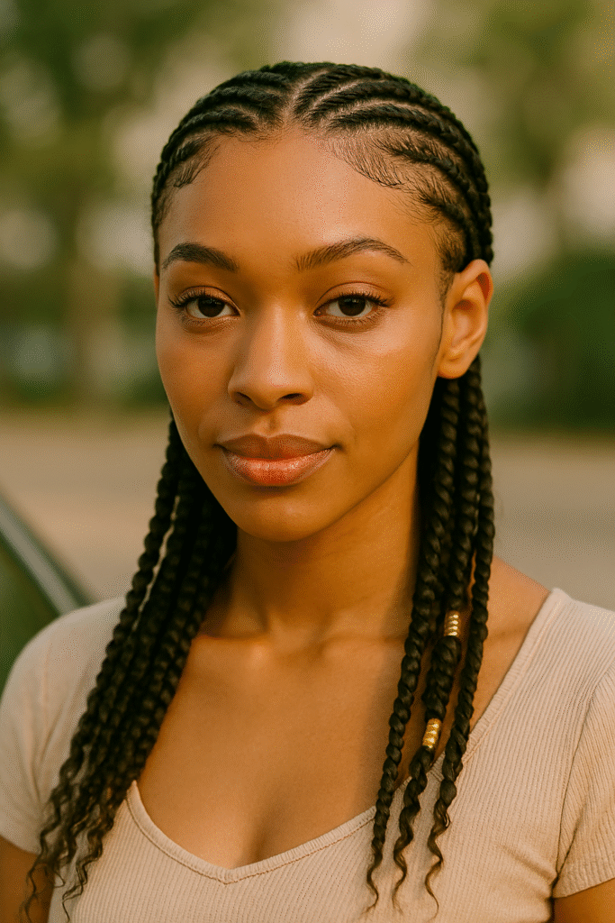 Mini Cornrows with Feed-In Detail