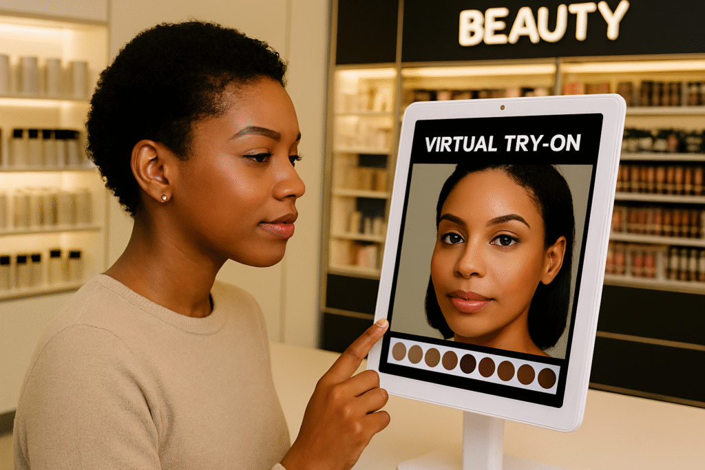 Tools and AI Shade Finders in beauty store
