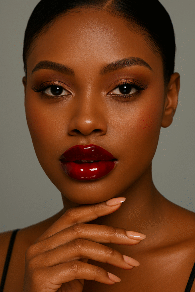 cherry lip combo dark skin model