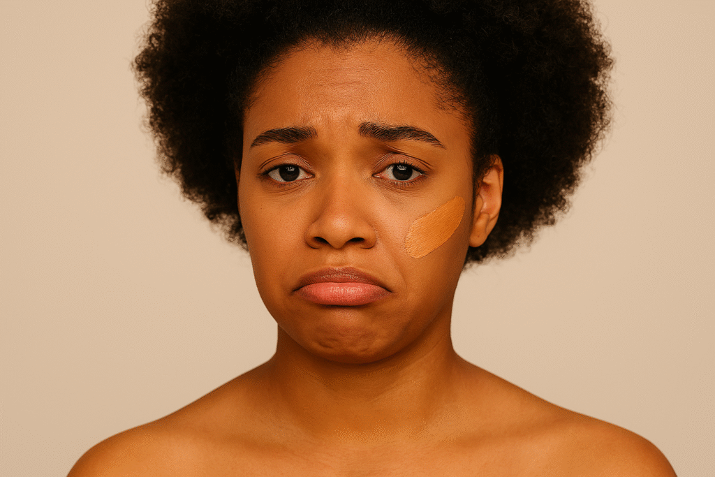 common foundation mistakes (sad black woman)
