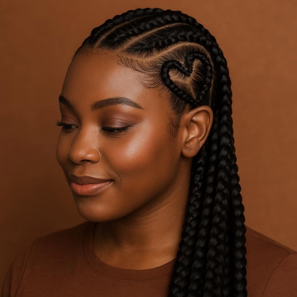 Creative Cornrow Styles (heart design)