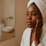 Lady doing her skincare