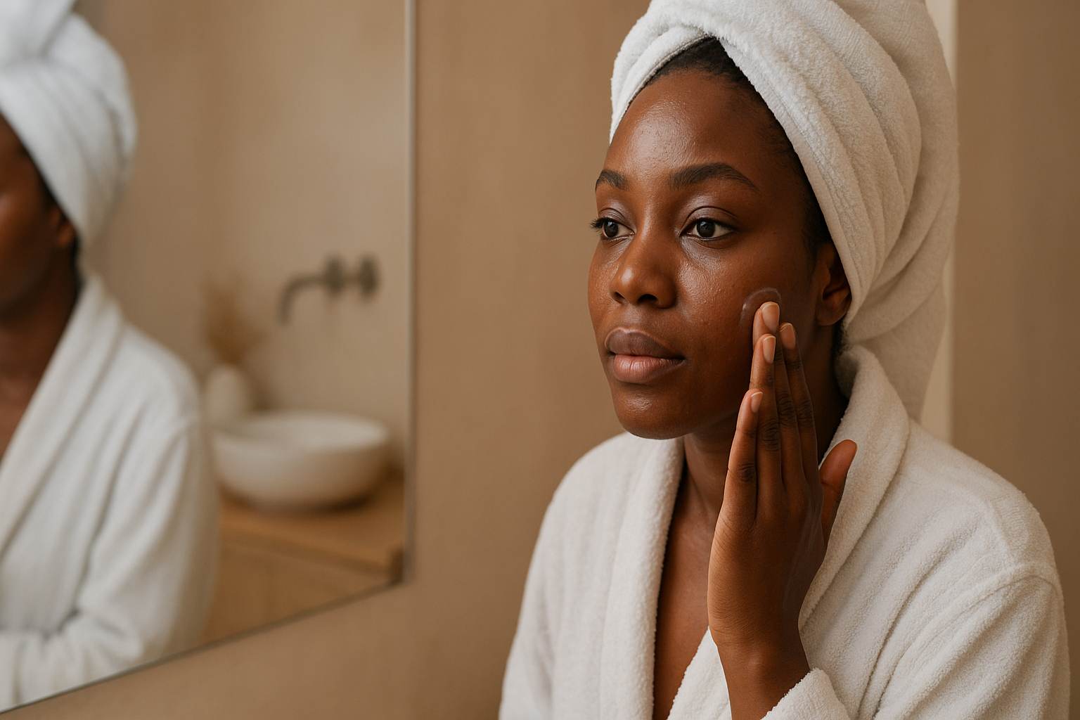 Lady doing her skincare